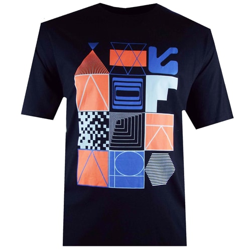 Espionage Abstract Geometric Print T-Shirt Navy